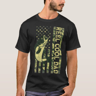 リールクールパパカモエ米国国旗の父の日Ca Tシャツ