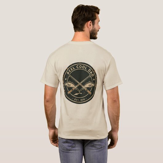 リールクールパパヴィンテージ魚釣りおもしろい – 父の日 Tシャツ (裏面フル)