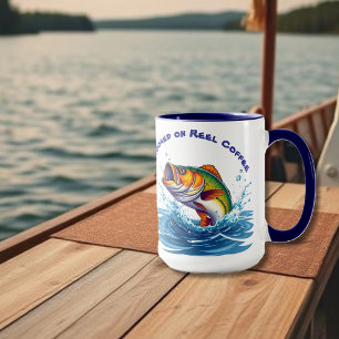 リールコおもしろいーヒーに釣り上げた魚 マグカップ