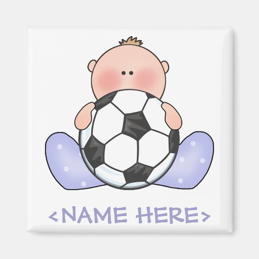 リールサッカー男の赤ちゃん マグネット (正面)