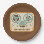 リールテープレコーダアナログデザイン ペーパープレート (正面)