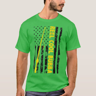 リールバカッコいいバ魚釣りアメリカ国旗のギフト漁師 Tシャツ