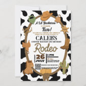 リールバッカルーカントリーウエスタンロデオ誕生日 招待状 (正面)
