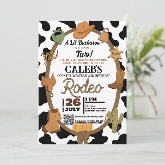 リールバッカルーカントリーウエスタンロデオ誕生日 招待状 (スタンド正面)
