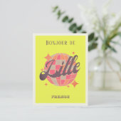 リールフランスホリデーイエローディスコボール ポストカード (スタンド正面)