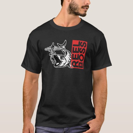 リールボス釣りデザイン Tシャツ (正面)