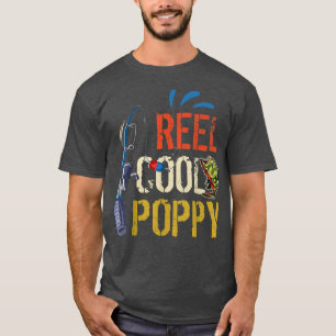 リールポピーカッコいい魚釣りおじいちゃん父の日フィッシャー Tシャツ