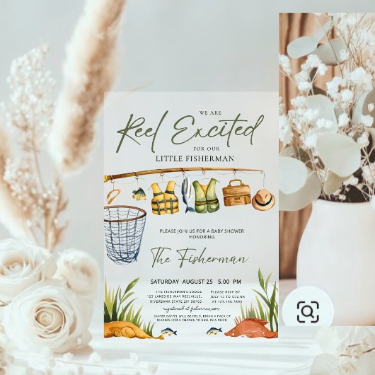 リールモダン励起ベビーシャワー アクリル招待状