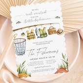 リール励起水彩魚釣りベビーシャワー 招待状