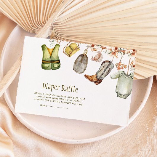 リール励起魚釣りベビーシャワーおむつラッフル エンクロージャーカード