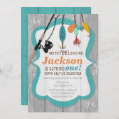 リール励起魚釣り誕生日招待状 招待状 (正面/裏面)