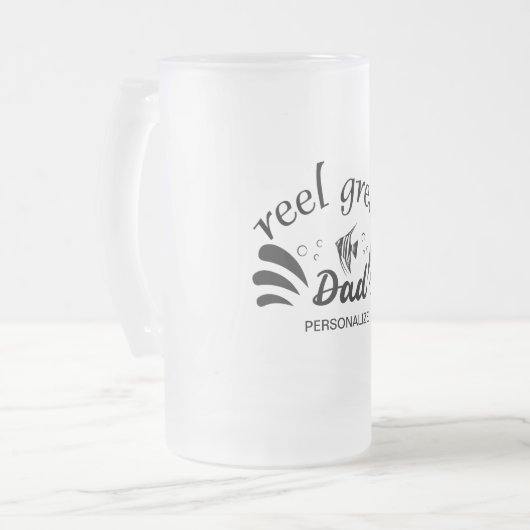 リール素晴らしパパすり付きマグカップ フロストグラスビールジョッキ (正面左)
