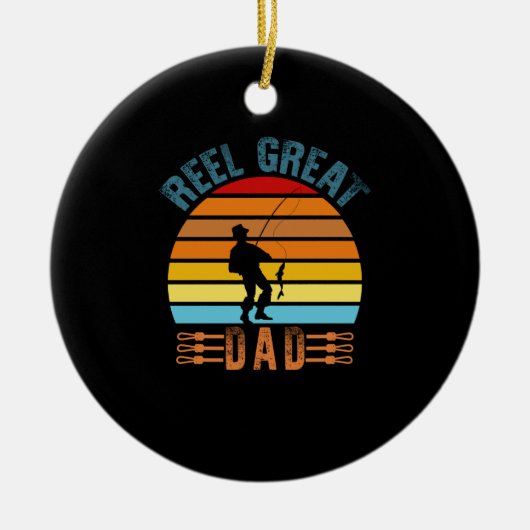 リール素晴らしパパファーザーズデイ魚釣り恋人パパ セラミックオーナメント (正面)