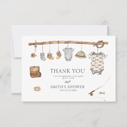 リール素朴おもしろい魚釣りベビーシャワーありがとう サンキューカード