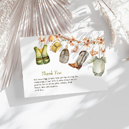 リール素朴魚釣り男女兼用ベビシャワー サンキューカード