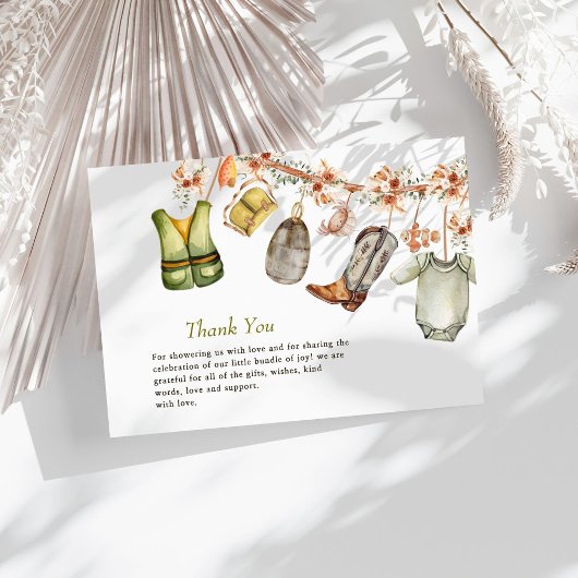 リール素朴魚釣り男女兼用ベビシャワー サンキューカード