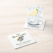 リール興奮の大きな魚の漁師の赤ちゃんシャワー スクエアペーパーコースター (インサイチュ)