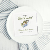 リール興奮の大きな魚の漁師の赤ちゃんシャワー スタンダードランチョンナプキン