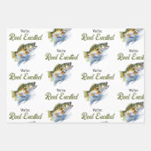 リール興奮の大きな魚の漁師の赤ちゃんシャワー ラッピングペーパーシート (正面2)