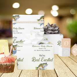 リール興奮の大きな魚の漁師の赤ちゃんシャワー ラッピングペーパー