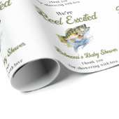 リール興奮の大きな魚の漁師の赤ちゃんシャワー ラッピングペーパー (ロールコーナー)