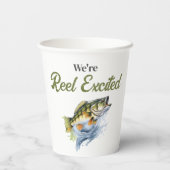 リール興奮の大きな魚の漁師の赤ちゃんシャワー 紙コップ (裏面)