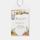 リール興奮の小さな漁師の赤ちゃんシャワー ギフトタグ (正面)