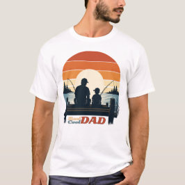 リール クール ダッド フィッシング 父と息子 夕焼け Tシャツ