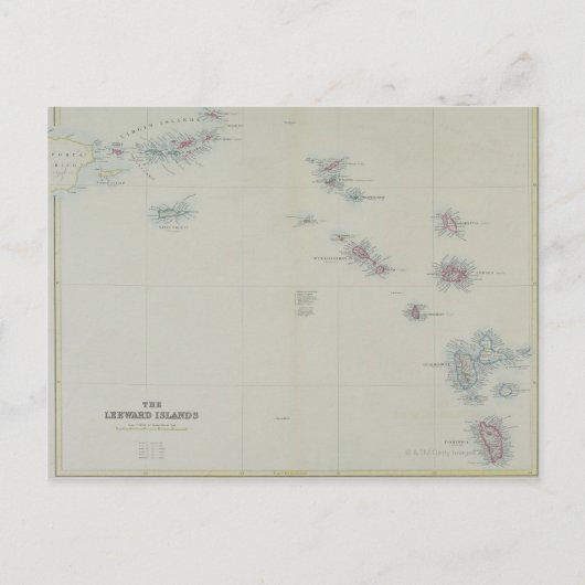 リーワード諸島地図 ポストカード (正面)