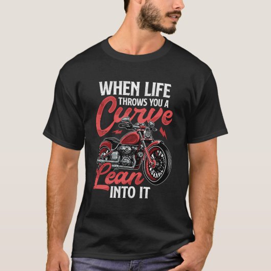 リーンインおもしろいバイクもしくは自転車に乗る人引用文バイクR Tシャツ (正面)