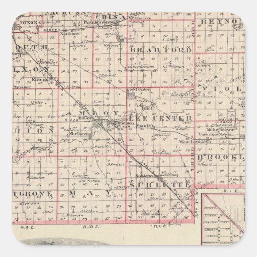 リー郡とアンボーイの地図 スクエアシール (正面)