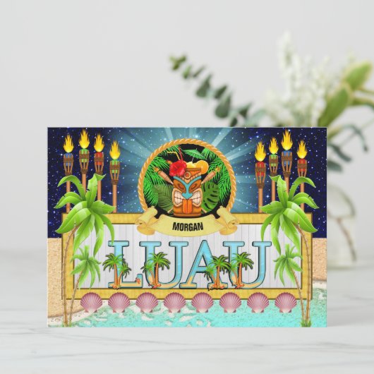 ルアウへの招待 - 詳細は裏面をご覧ください 招待状 (スタンド正面)