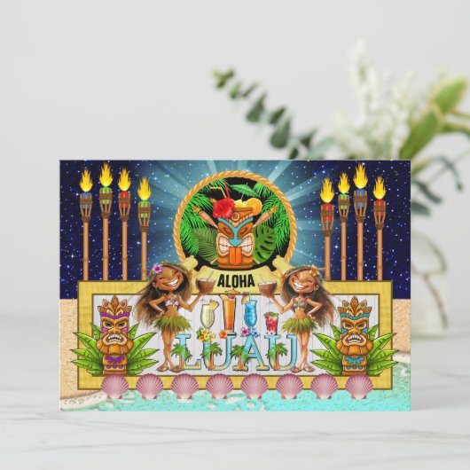 ルアウへの招待 - 詳細は裏面をご覧ください 招待状 (スタンド正面)