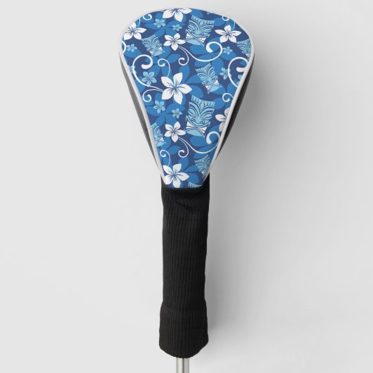 ルアウティキ柄 (鮮やかな青) ゴルフヘッドカバー (正面)
