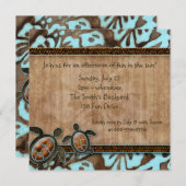 ルアウパーティー招待状 タートル ブルー ブラウン 232 招待状 (正面/裏面)