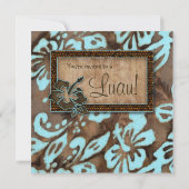 ルアウパーティー招待状 ハイビスカス ブルー ブラウン 招待状 (裏面)
