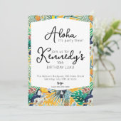 ルアウパーティー招待状 | ヤシの木とパイナップル 招待状 (スタンド正面)