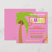 ルアウ招待ピンク 招待状 (正面/裏面)