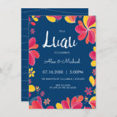 ルアウ招待状 - ハワイアントロピカルパーティー招待状 招待状 (正面/裏面)