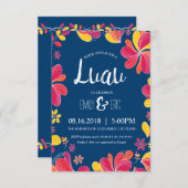 ルアウ招待状 - ハワイアントロピカルパーティー招待状 招待状 (正面/裏面)