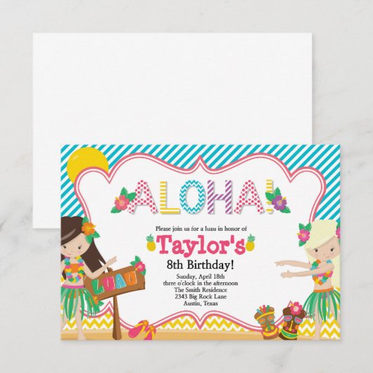 ルアウ招待状 招待状 (正面/裏面)