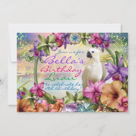 ルアウ招待状, 誕生日ルアウテーマ招待状 招待状 (正面)