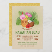 ルアウ誕生日パーティー ハワイアン ティキ 招待状 (正面/裏面)