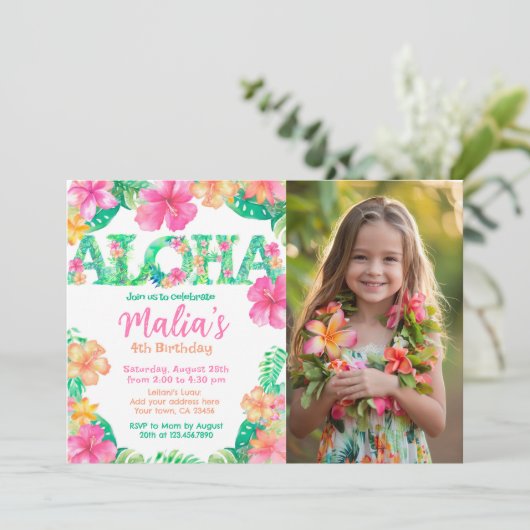 ルアウ誕生日 招待状 (スタンド正面)