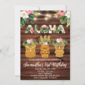 ルアウ アロハ バースデー ストリング ライト パーティー 招待状 (正面)
