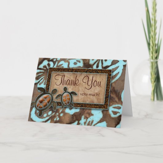 ルアウ ウェディング 感謝カード タートルブルー (正面)