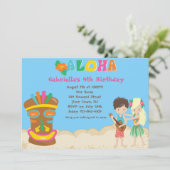ルアウ(ハワイ式宴会)とキッズアンドティキ誕生日招待状 招待状 (スタンド正面)