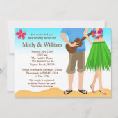 ルアウ(ハワイ式宴会)のウェディングシャワーの招待状のカップル 招待状 (正面)