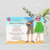 ルアウ(ハワイ式宴会)のウェディングシャワーの招待状のカップル 招待状 (スタンド正面)