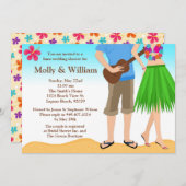 ルアウ(ハワイ式宴会)のウェディングシャワーの招待状のカップル 招待状 (正面/裏面)